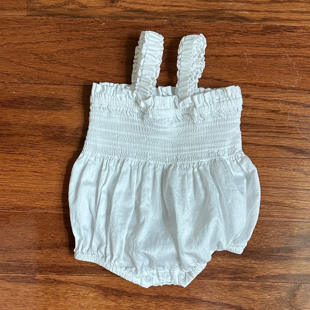 White Smocked Baby Romper